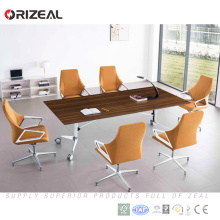 Moderna sala de reuniões grande 6 pessoas retangular dobrável mesa de conferência com rodízio (MCT-SL2400)